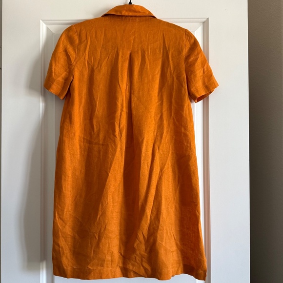 Anthropologie Maeve Lace-Up Linen Dress in Mango size 00P - Picture 3 of 12